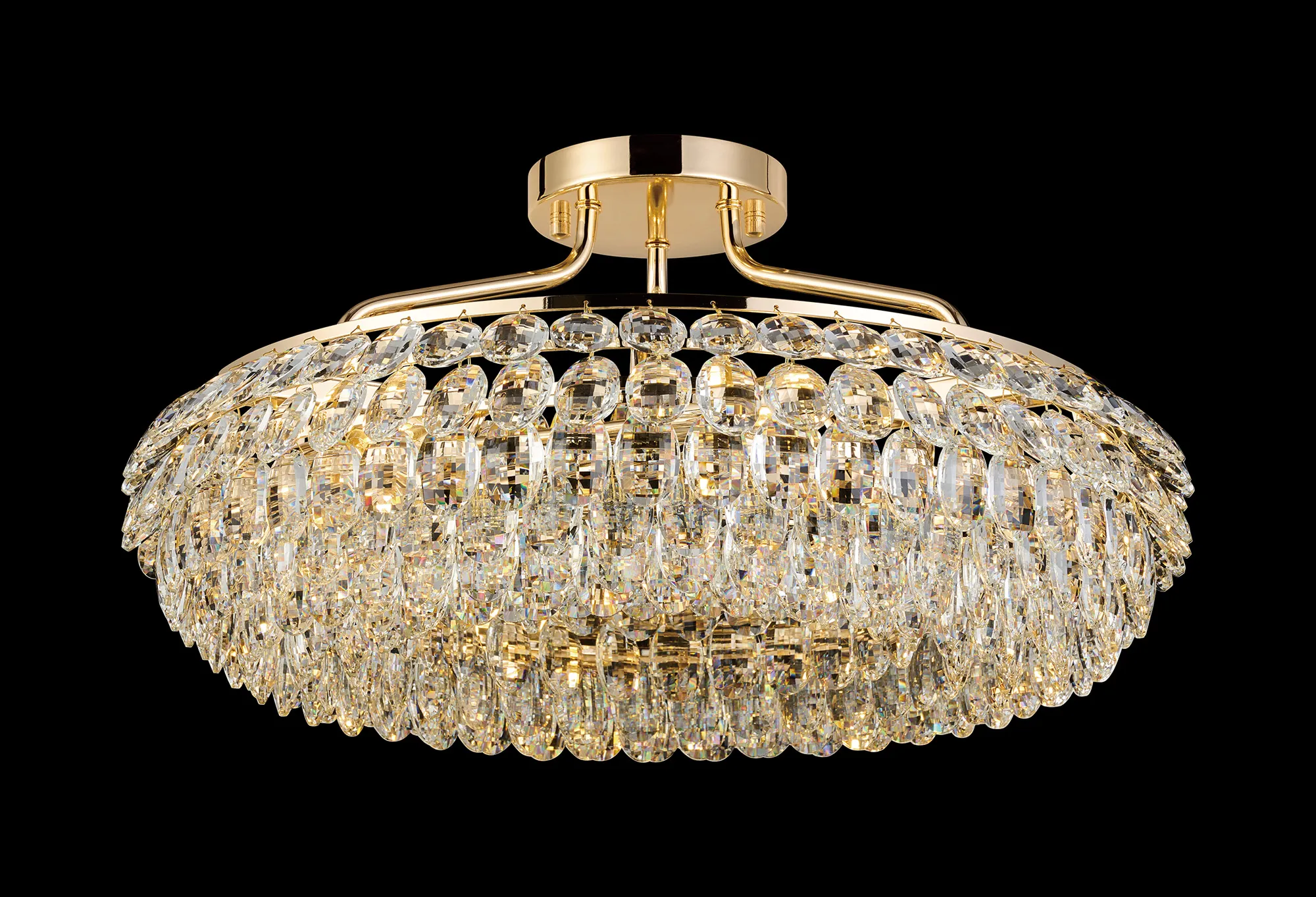 IL32931FG  Coniston 60cm Semi Flush Ring Ceiling 6 Light E14 French Gold